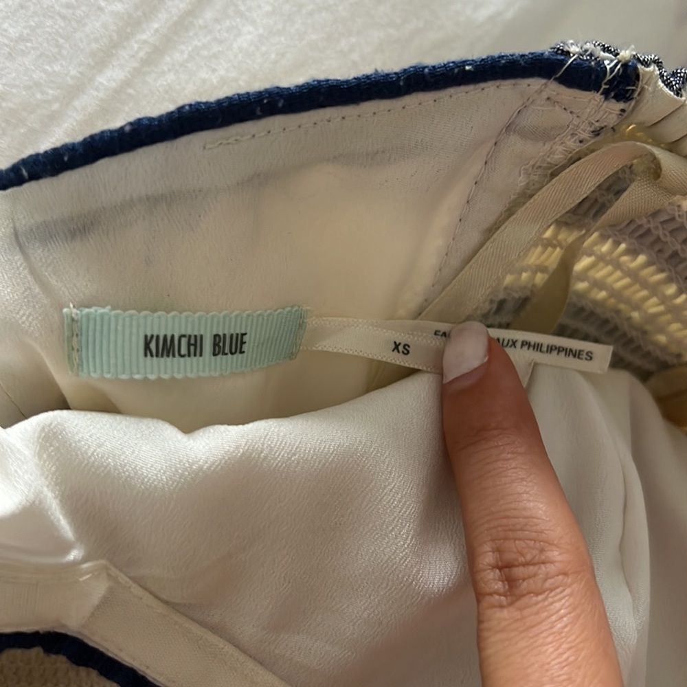 Kimchi Blue Cream Navy Striped Strapless Mini Dress Sweetheart - Picture 7 of 8